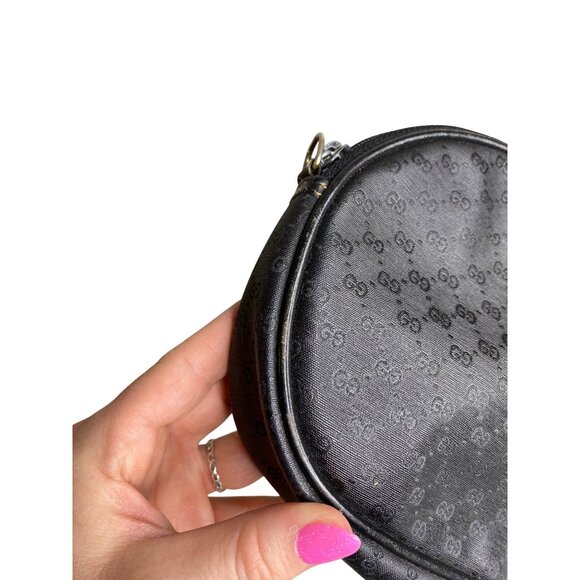 Vintage Gucci GG Black Canvas Crossbody NO STRAP With Zipper Closure & Gold-Tone - Picture 12 of 14